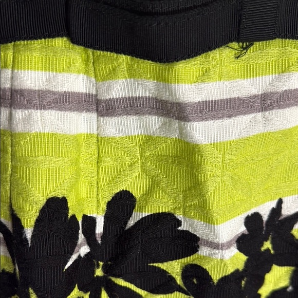 Taylor Striped Floral Women's Dress - Lime and Black Size 6 - Picture 3 of 10